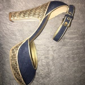 BCBG denim heels